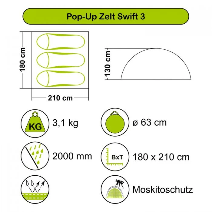 High Peak Pop-Up Zelt Swift 3 (Sale) 4 High Peak Pop-Up Zelt Swift 3 (Sale) – Bild 2